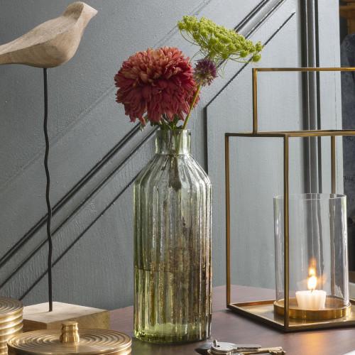 Blanc D'ivoire Vase En Verre Givré - Mousse