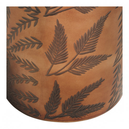 Blanc D'ivoire Vase Feuillage Doré Cuivré Brillant