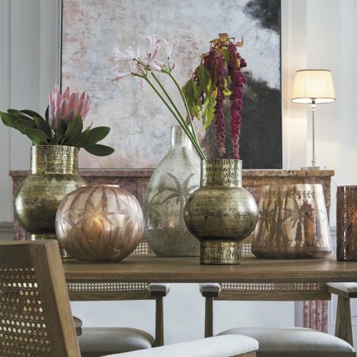 Blanc D'ivoire Vase Mirage Boule Rose Doré Mat