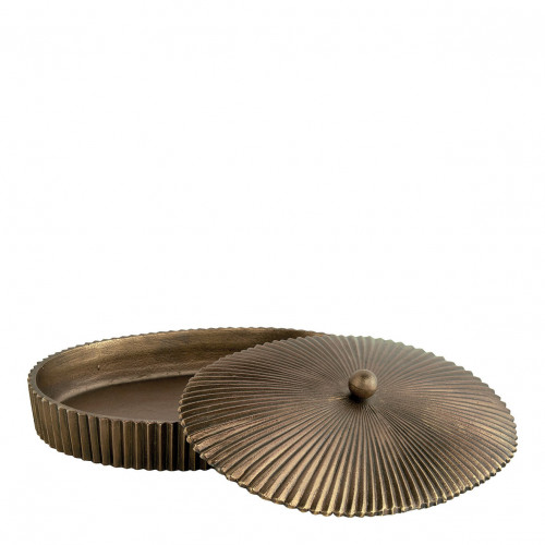 Blanc D'ivoire Boîte ARIELLE En Métal Doré - Grand Modèle - 30 X 21 X 9 Cm