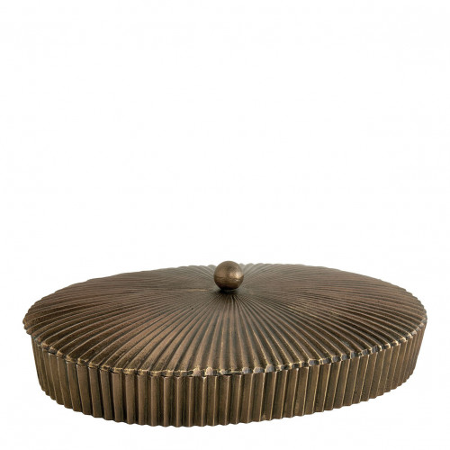 Blanc D'ivoire Boîte ARIELLE En Métal Doré - Grand Modèle - 30 X 21 X 9 Cm