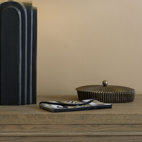 Blanc D'ivoire Boîte ARIELLE En Métal Doré - Petit Modèle - 24 X 15 5 X 8 Cm