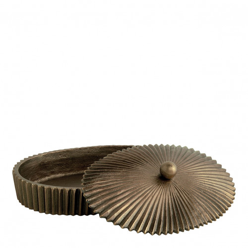 Blanc D'ivoire Boîte ARIELLE En Métal Doré - Petit Modèle - 24 X 15 5 X 8 Cm