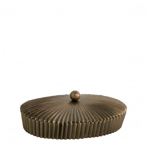 Blanc D'ivoire Boîte ARIELLE En Métal Doré - Petit Modèle - 24 X 15 5 X 8 Cm