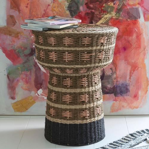 Blanc D'ivoire Bout De Canapé JAYA En Corde De Papier