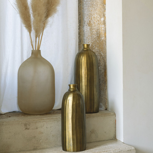 Blanc D'ivoire Bouteille Décorative OMBLINE - Petit Modèle - ø 15 X 41 Cm