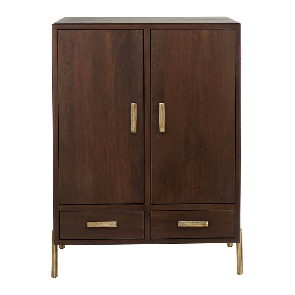 blanc d'ivoire Buffet haut VICTOR en manguier ciré finition noyer