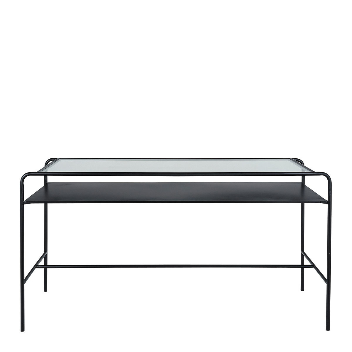 blanc d'ivoire Bureau ERNEST en métal noir et plateau en verre