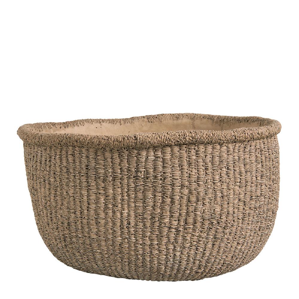 blanc d'ivoire Cache-pot CIKA en ciment beige - Grand modèle - 44 x 43 x 24 7 cm