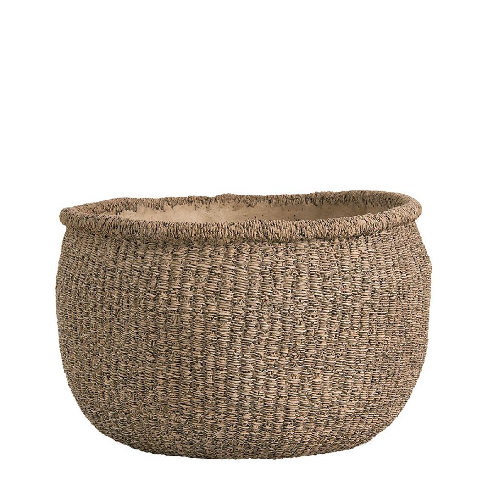 blanc d'ivoire Cache-pot CIKA en ciment beige - Petit modèle - 39 x 37 x 24 cm