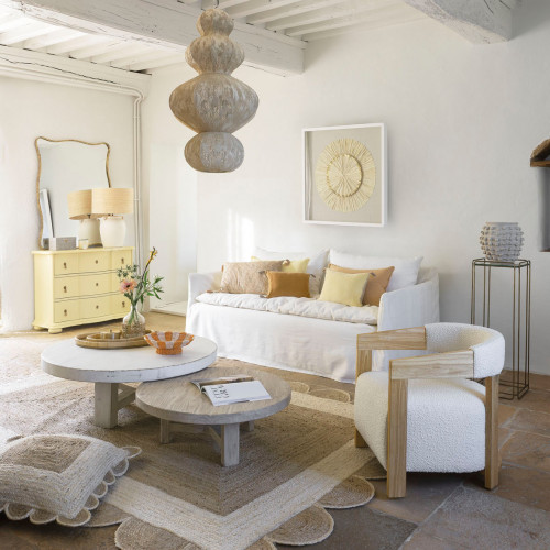 Blanc D'ivoire Cache-pot CLÉIA En Ciment Gris Clair - Petit Modèle - 37 5 X 37 X 37 Cm