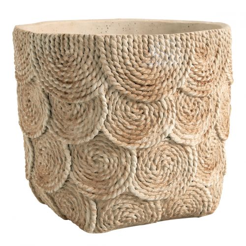 Blanc D'ivoire Cache-pot OSA En Ciment Crème - Moyen Modèle - 27 X 26 5 X 23 5 Cm