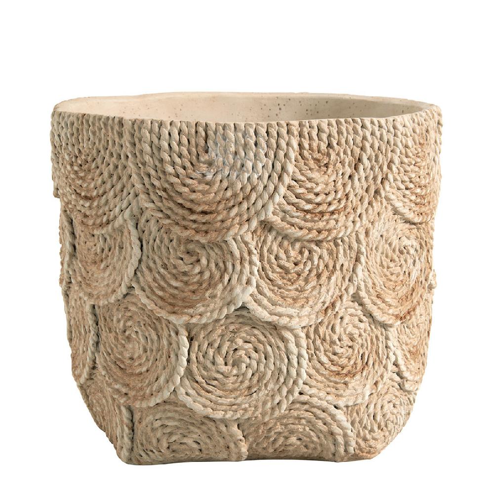 blanc d'ivoire Cache-pot OSA en ciment crème - Moyen modèle - 27 x 26 5 x 23 5 cm