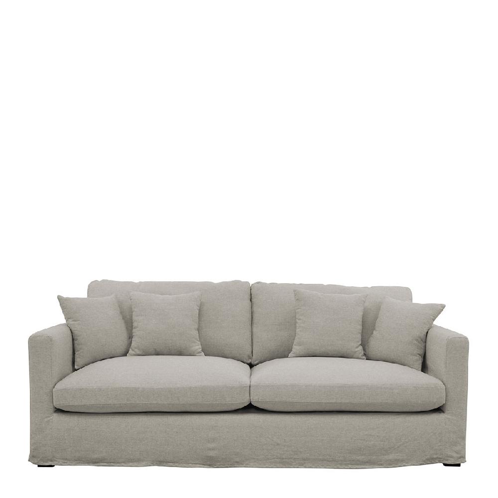 blanc d'ivoire Canapé ANGIE en lin mélangé - Gris clair