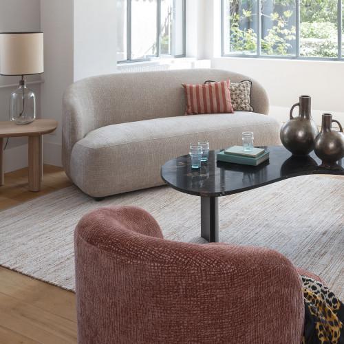 Blanc D'ivoire Canapé LISETTE En Tissu Jacquard De Velours - Sable