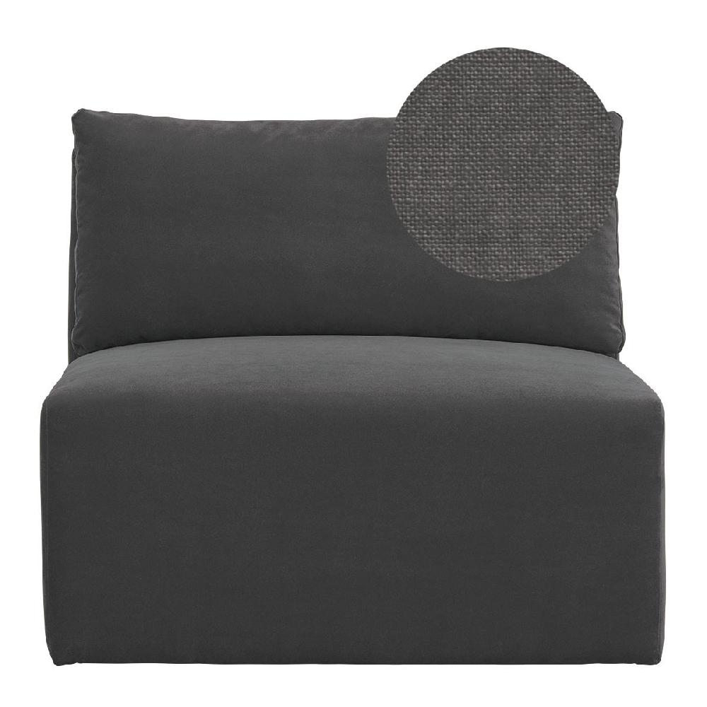 blanc d'ivoire Canapé LOU en lin - Gris foncé - Module central - L. 91.5 cm