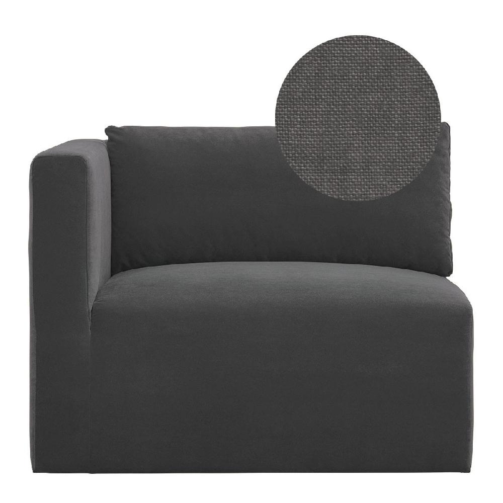 blanc d'ivoire Canapé LOU en lin - Gris foncé - Module gauche