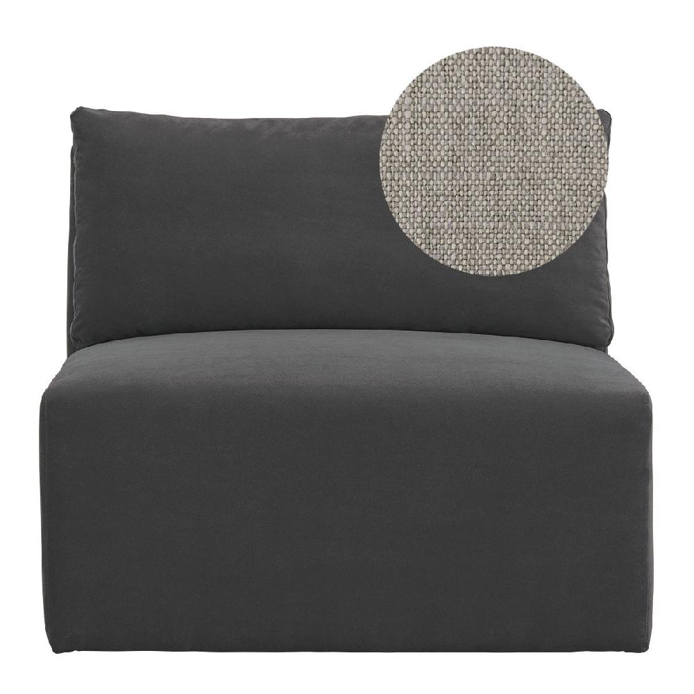 blanc d'ivoire Canapé LOU en lin mélangé - Gris clair - Module central - L. 91.5 cm