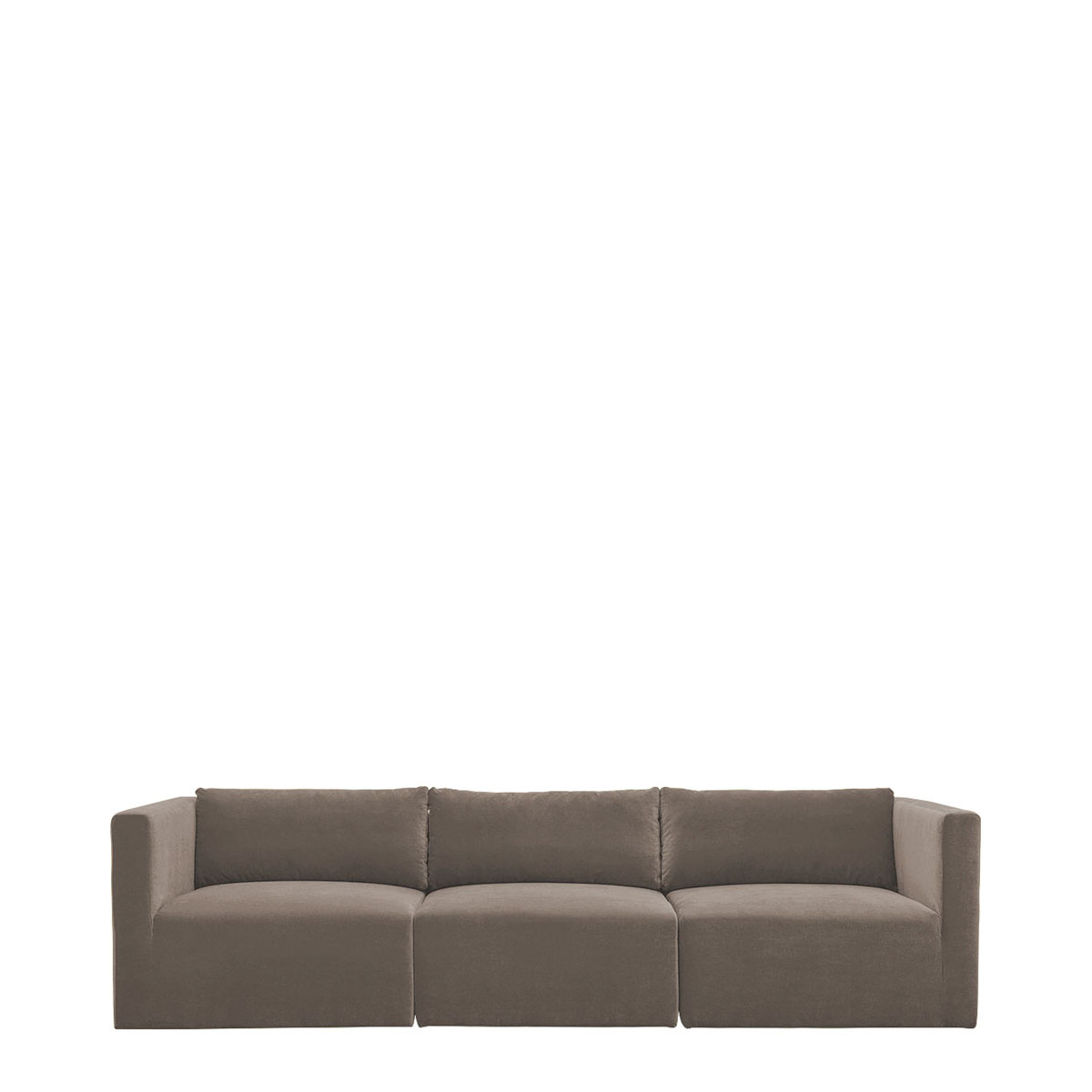 blanc d'ivoire Canapé LOU en velours de coton - 3 modules - L. 297 cm - Taupe