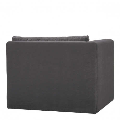 Blanc D'ivoire Canapé LOU En Velours De Coton - 3 Modules - L. 297 Cm - Gris Foncé