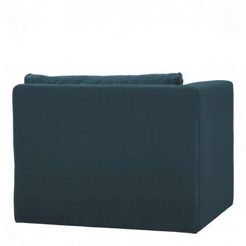 Blanc D'ivoire Canapé LOU En Velours De Coton - 3 Modules - L. 297 Cm - Bleu Paon