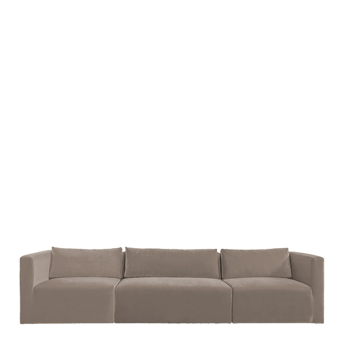 blanc d'ivoire Canapé LOU en velours de coton - 3 modules - L. 336 cm - Taupe