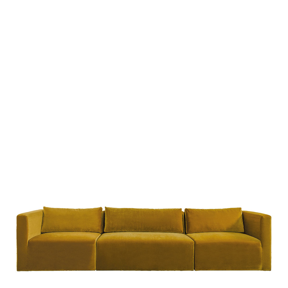 blanc d'ivoire Canapé LOU en velours de coton - 3 modules - L. 336 cm - Safran