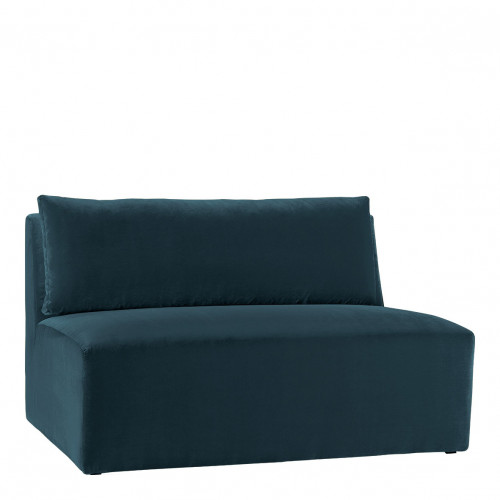 Blanc D'ivoire Canapé LOU En Velours De Coton - Bleu Paon - Module Central - L. 130 Cm