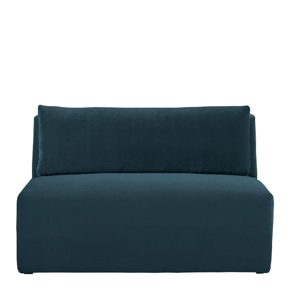 blanc d'ivoire Canapé LOU en velours de coton - Bleu paon - Module central - L. 130 cm