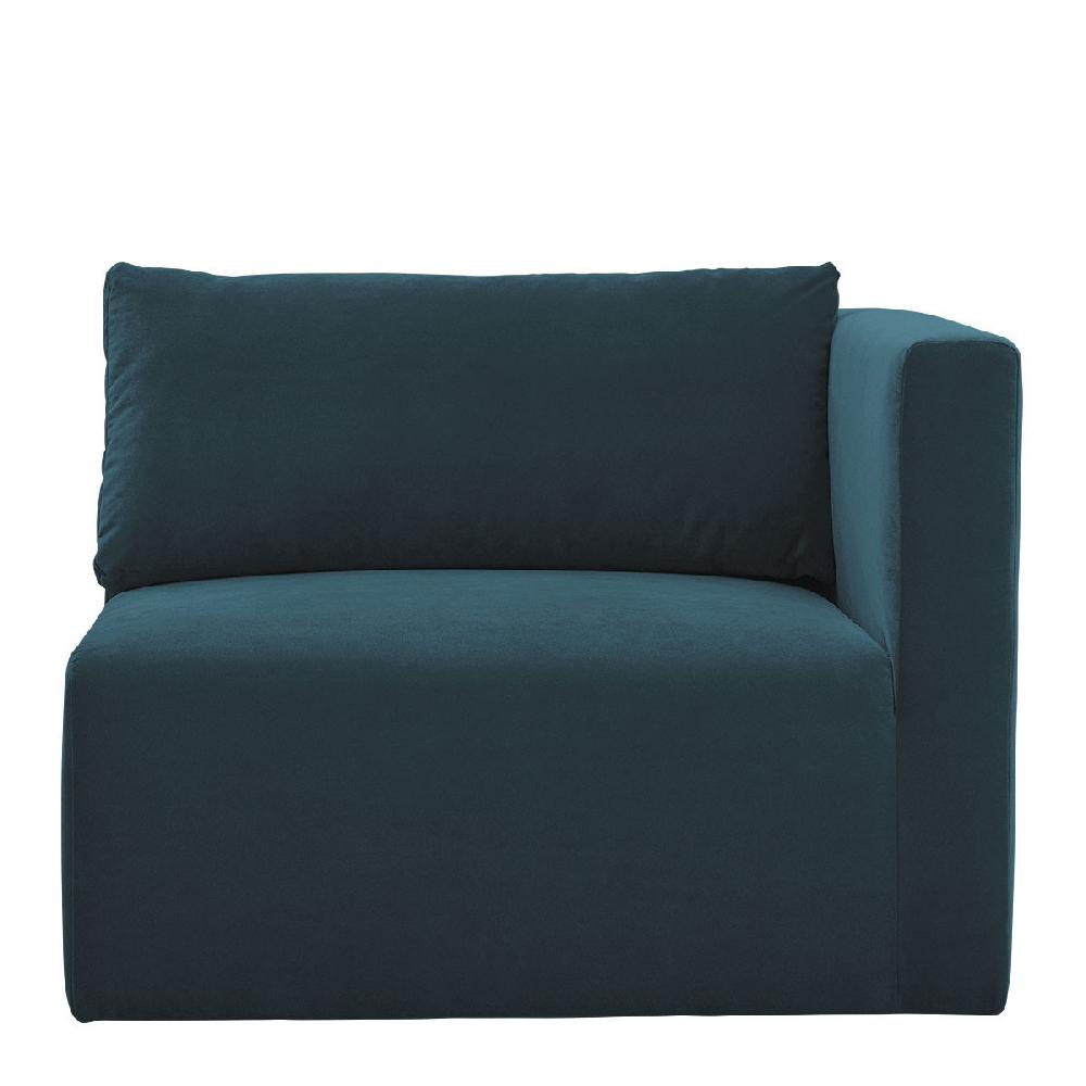 blanc d'ivoire Canapé LOU en velours de coton - Bleu paon - Module droit