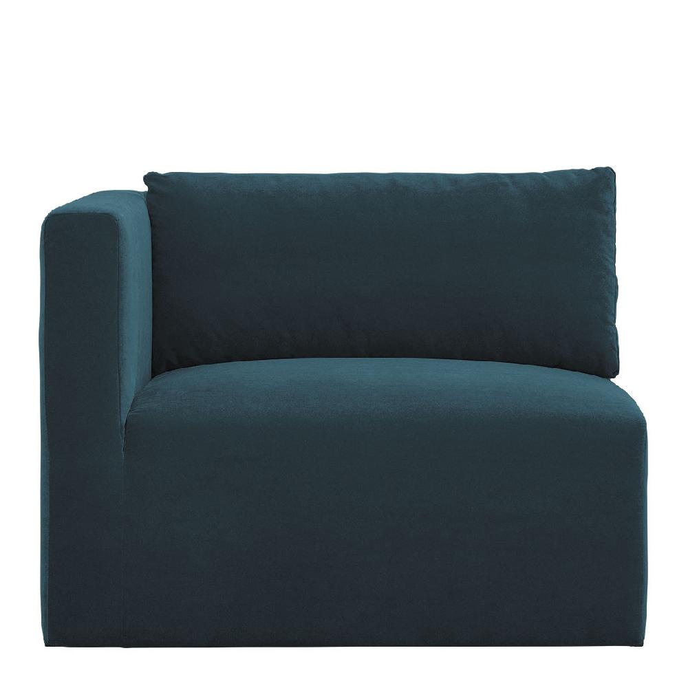 blanc d'ivoire Canapé LOU en velours de coton - Bleu paon - Module gauche