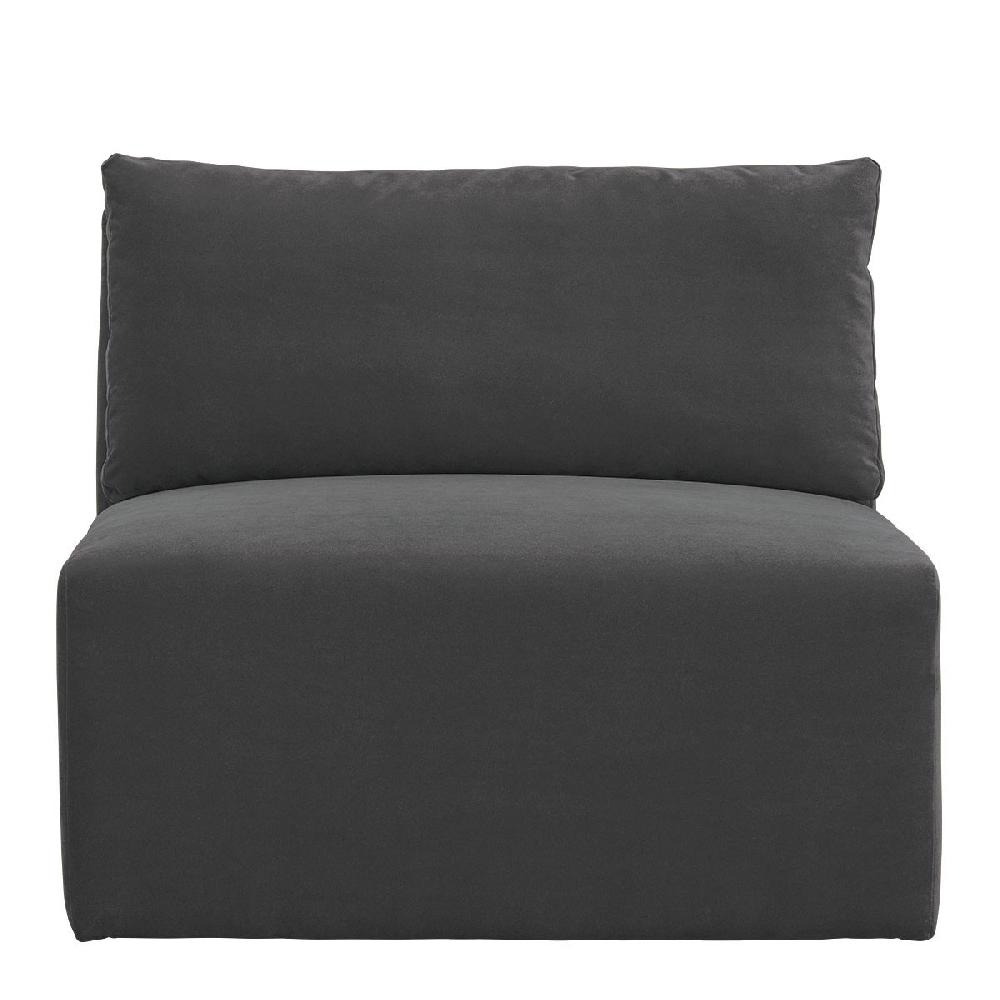 blanc d'ivoire Canapé LOU en velours de coton - Gris foncé - Module central - L. 91.5 cm