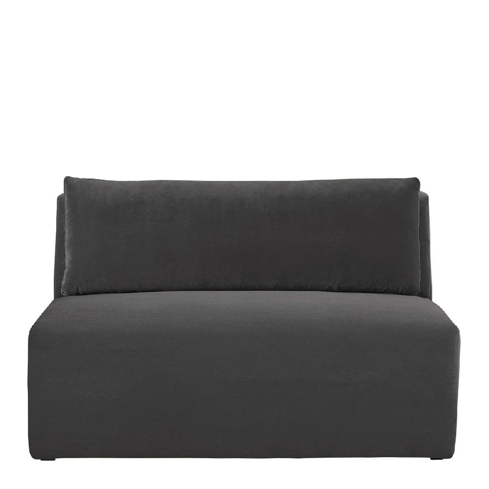 blanc d'ivoire Canapé LOU en velours de coton - Gris foncé - Module central - L. 130 cm