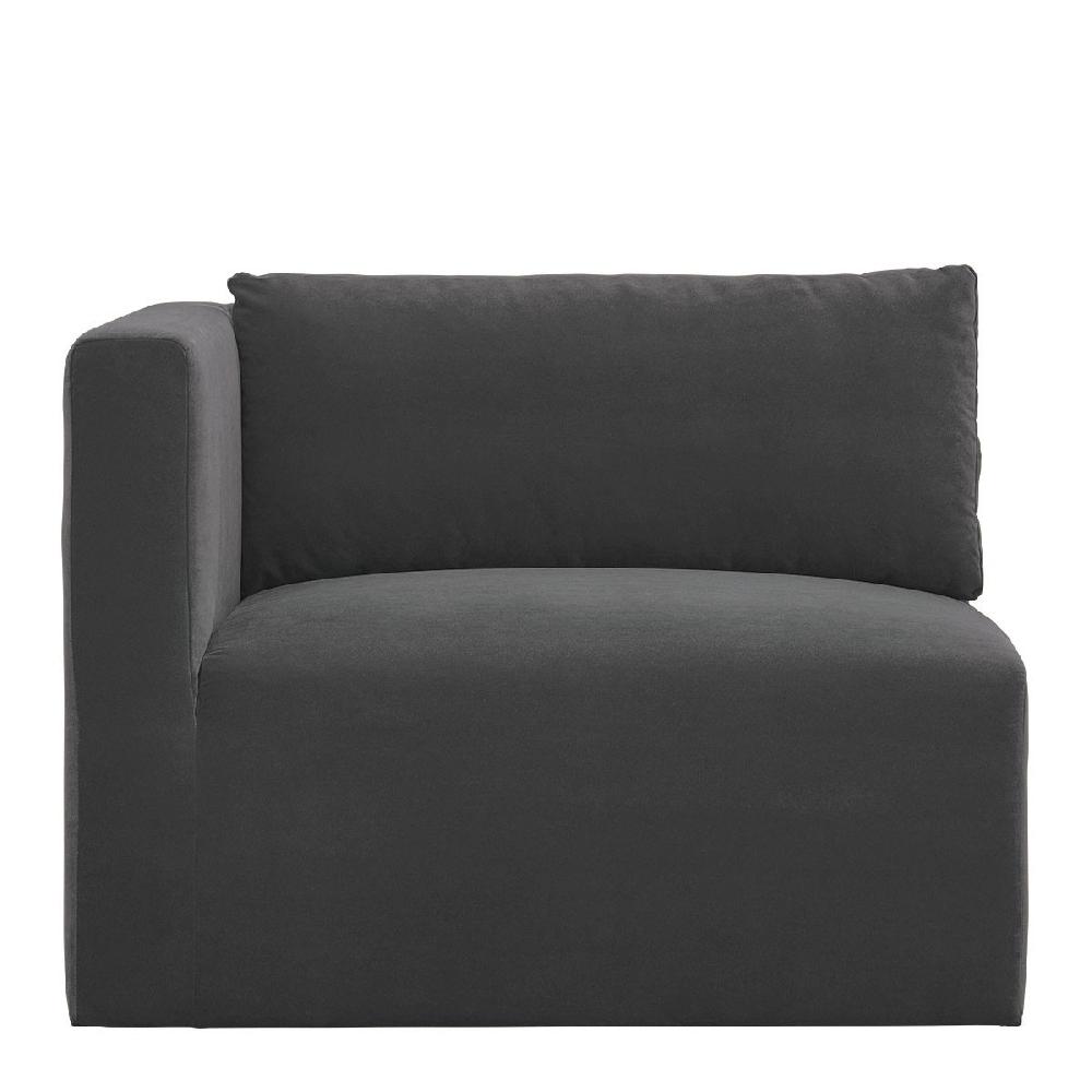 blanc d'ivoire Canapé LOU en velours de coton - Gris foncé - Module gauche