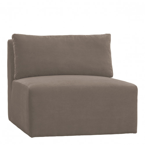 Blanc D'ivoire Canapé LOU en Velours De Coton - Taupe - Module Central - L. 91.5 Cm