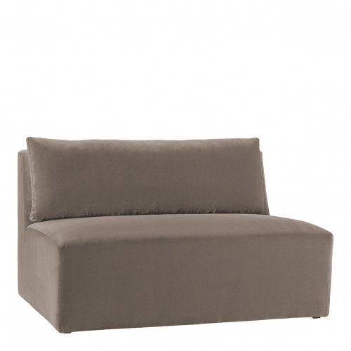 Blanc D'ivoire Canapé LOU En Velours De Coton - Taupe - Module Central - L. 130 Cm
