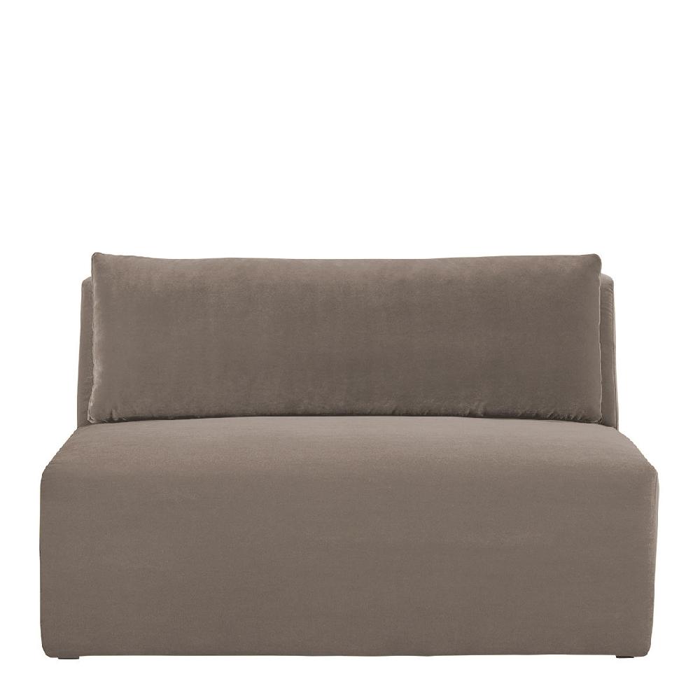 blanc d'ivoire Canapé LOU en velours de coton - Taupe - Module central - L. 130 cm
