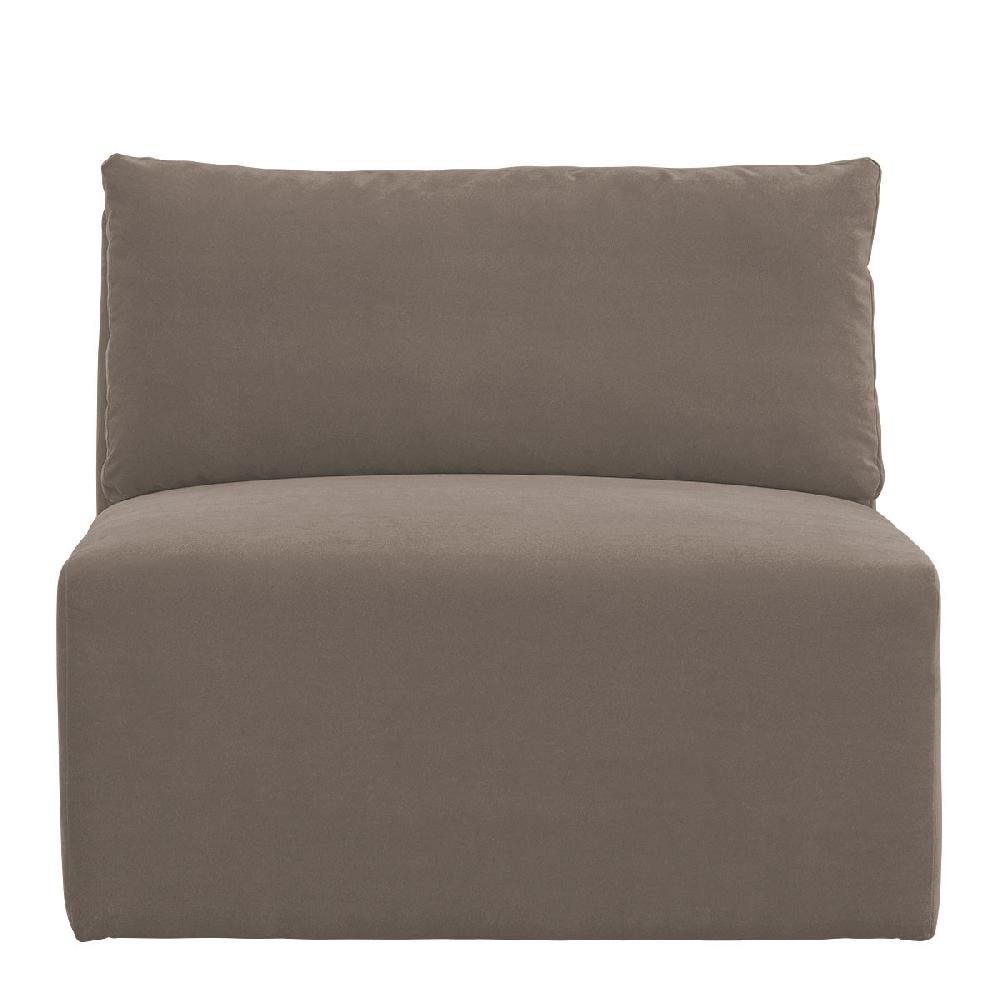 blanc d'ivoire Canapé LOU en velours de coton - Taupe - Module central - L. 91.5 cm