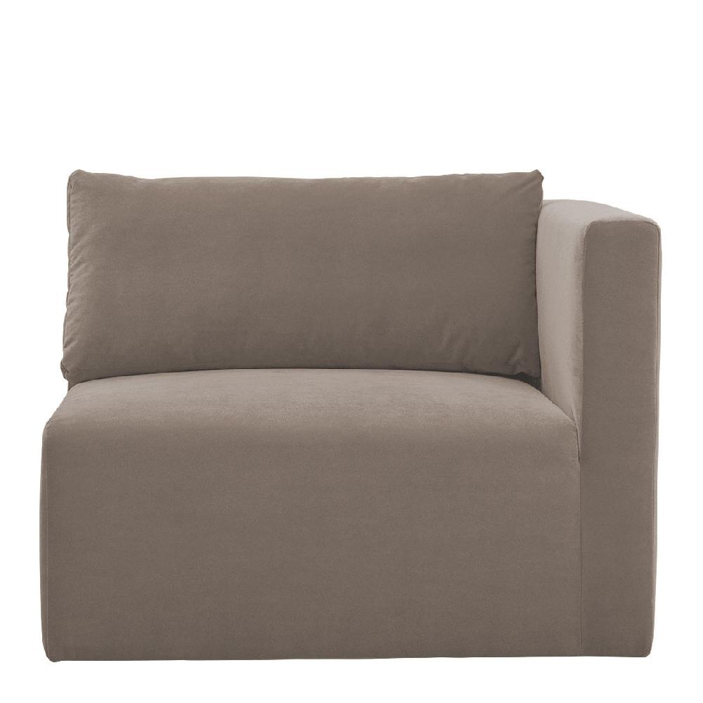blanc d'ivoire Canapé LOU en velours de coton - Taupe - Module droit