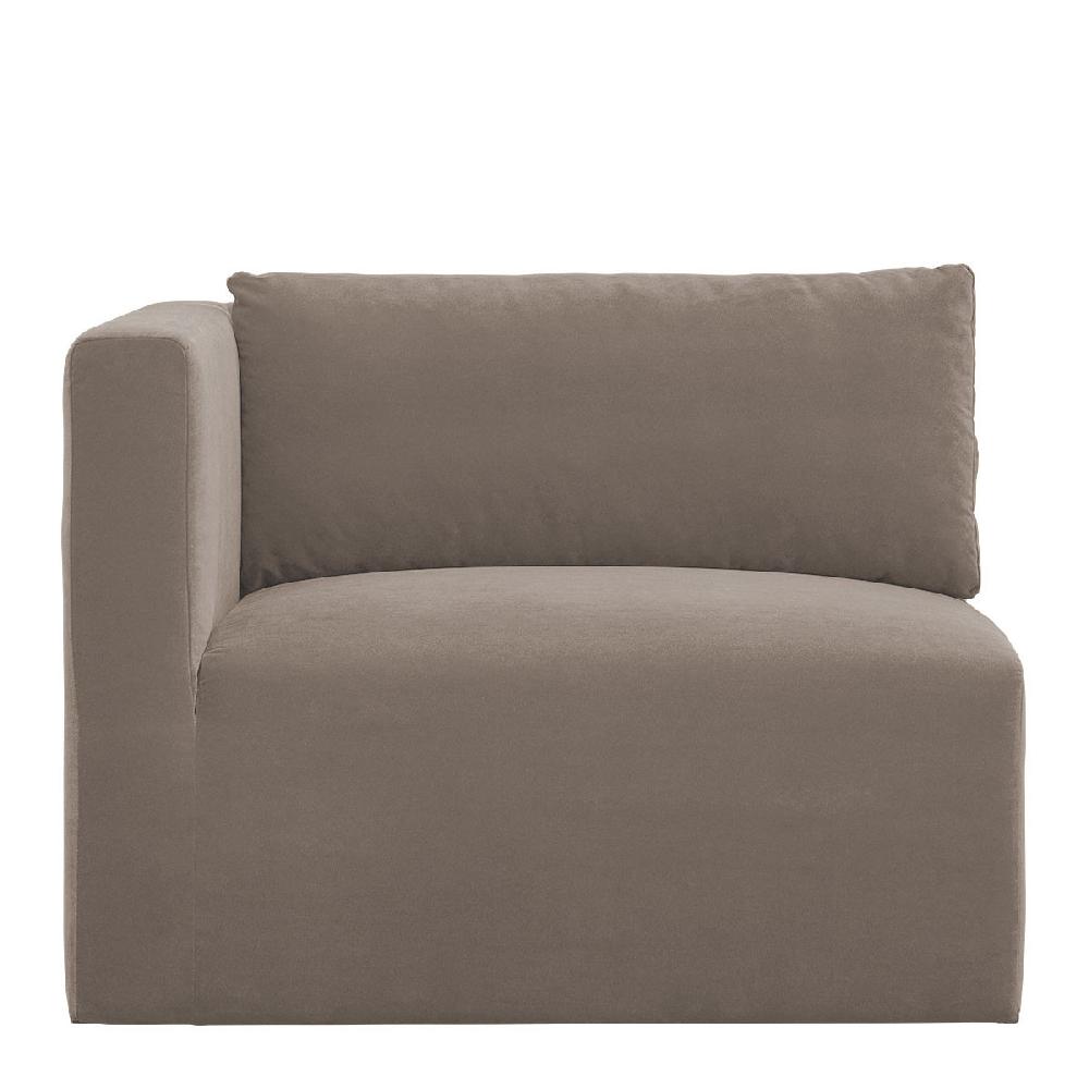 blanc d'ivoire Canapé LOU en velours de coton - Taupe - Module gauche