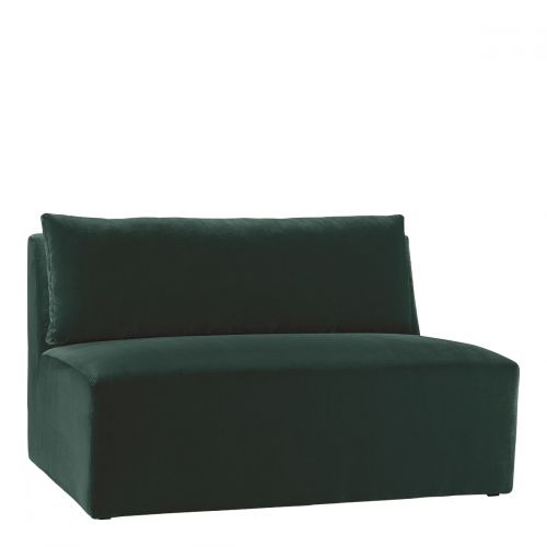 Blanc D'ivoire Canapé LOU En Velours De Coton - Vert Forêt - Module Central - L. 130 Cm