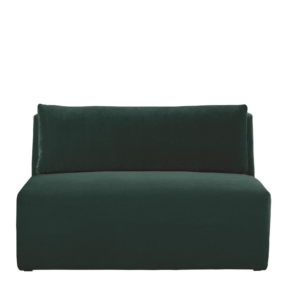 blanc d'ivoire Canapé LOU en velours de coton - Vert forêt - Module central - L. 130 cm