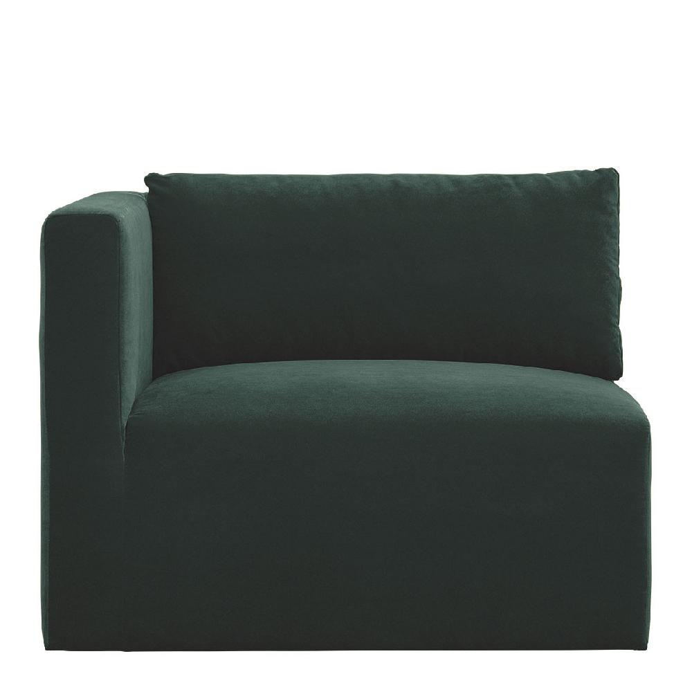 blanc d'ivoire Canapé LOU en velours de coton - Vert forêt - Module gauche