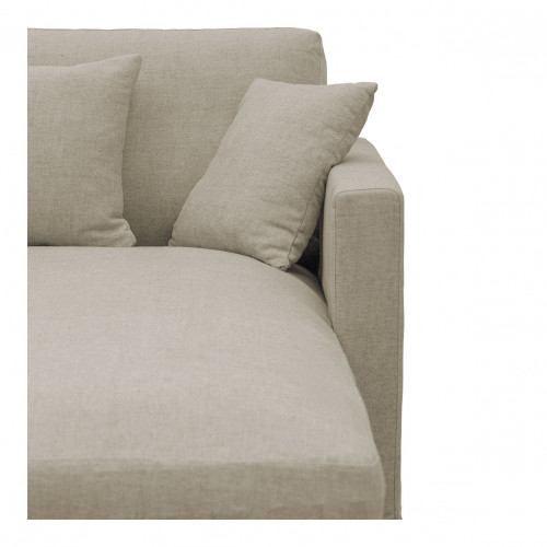Blanc D'ivoire Canapé Méridienne Réversible ANGIE En Lin - Beige
