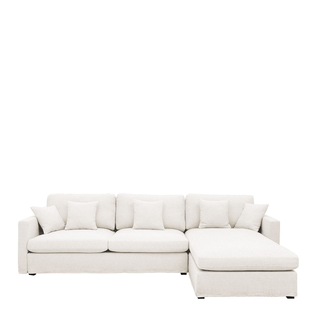 blanc d'ivoire Canapé méridienne réversible ANGIE en lin - Blanc