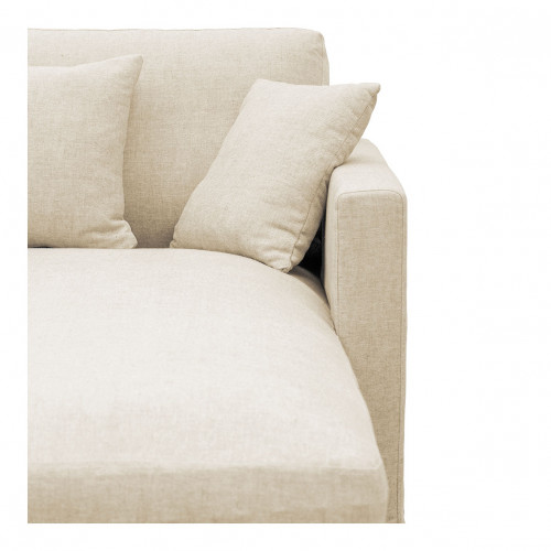 Blanc D'ivoire Canapé Méridienne Réversible ANGIE En Lin Mélangé - Écru