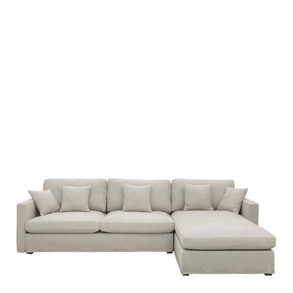 blanc d'ivoire Canapé méridienne réversible ANGIE en lin mélangé - Naturel