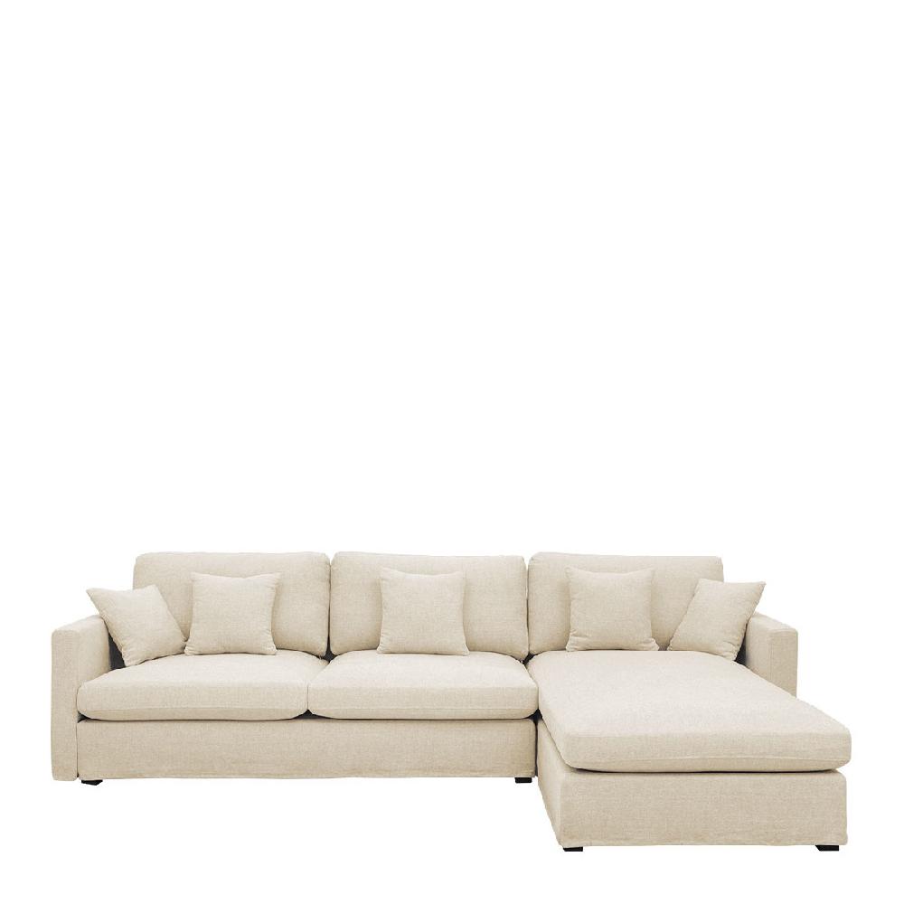 blanc d'ivoire Canapé méridienne réversible ANGIE en lin mélangé - Écru