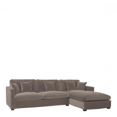 Blanc D'ivoire Canapé Méridienne Réversible ANGIE En Velours - Taupe