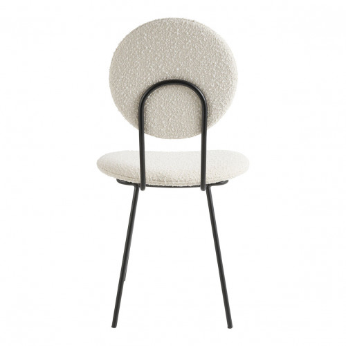 Blanc D'ivoire Chaise COLETTE En Bouclette Et Métal - Crème